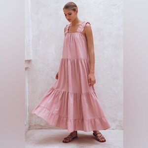 NEW NWT BALI LANE la palma maxi dress in pink size XL Extra Large Linen